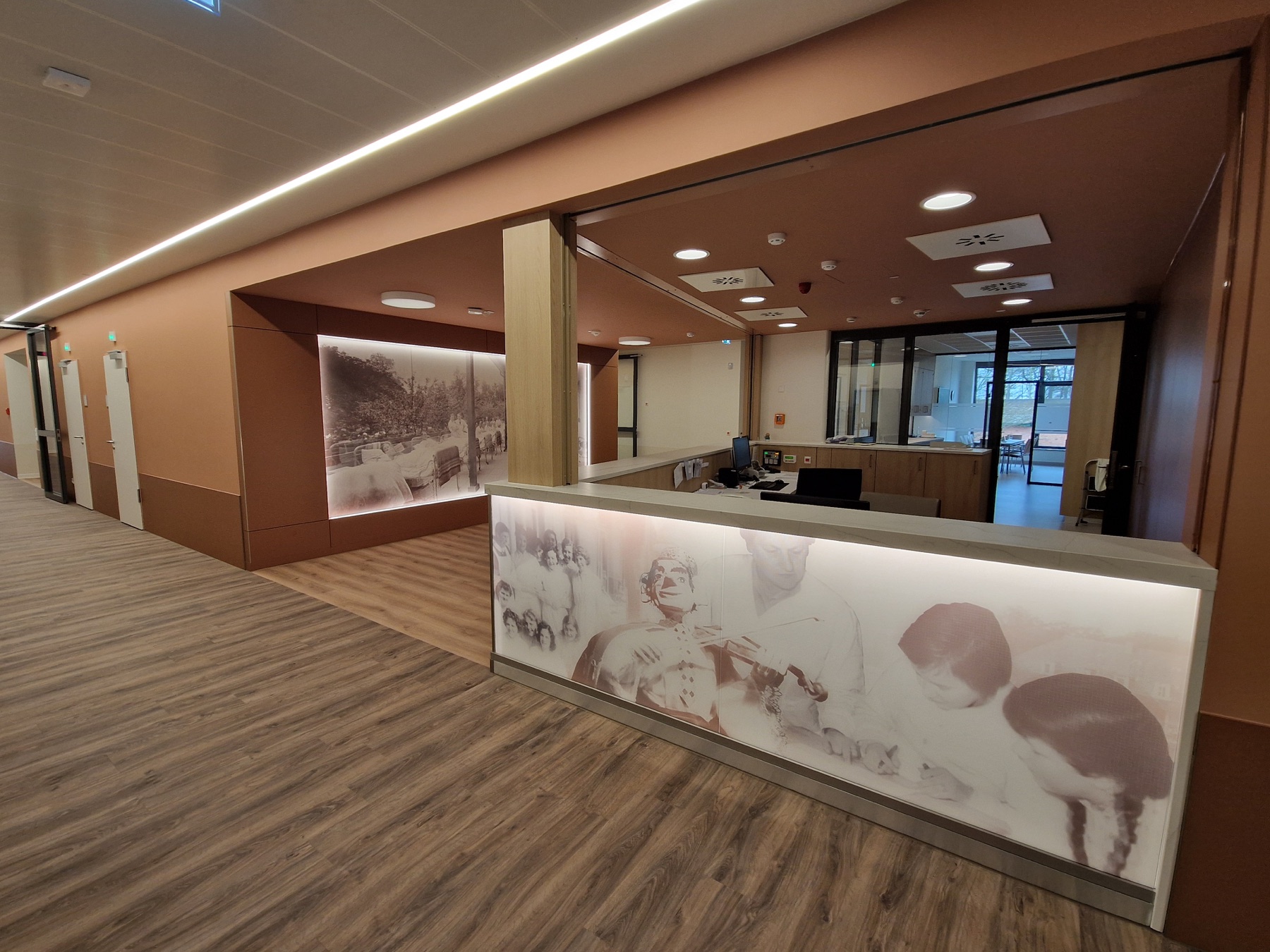 Reception and nursing station at STENUM Hospital